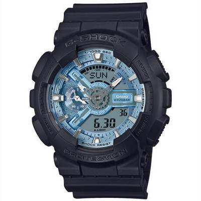 Casio G-Shock GA-110CD-1A2ER Ανδρικό Αναλογικό-Ψηφιακό Ρολόι Μαύρο με Μπλε Καντράν, Χρονόμετρο 1/1000 και Αντοχή στο Νερό 200m